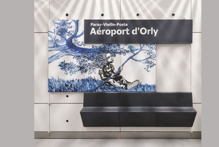 Sur la ligne 14, la gare Aéroport d’Orly bénéficie d’un aménagement en Bfup. [©Vicat]