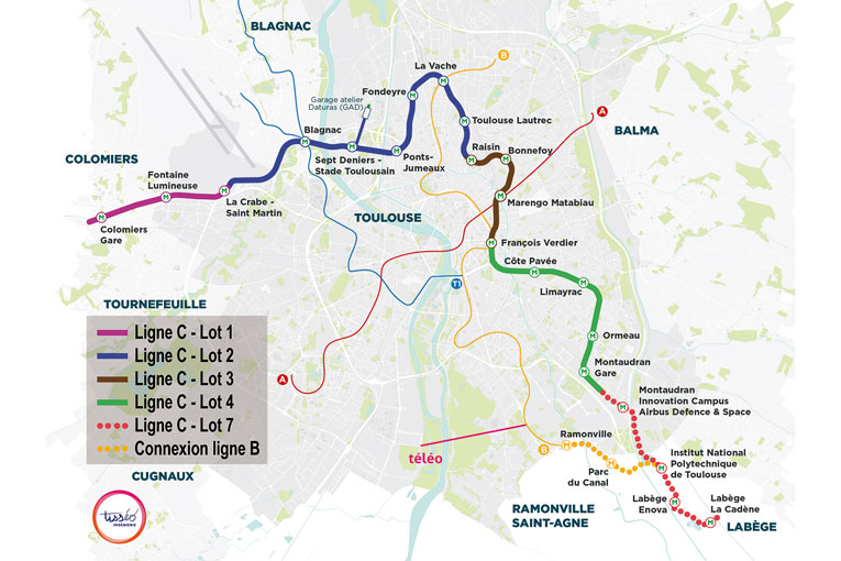 Plan de métro de Toulouse.