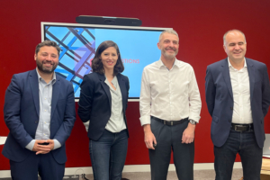 De gauche à droite : Rami Jabbour, directeur marketing et communication de Valobat, Florence Collot, directrice des relations adhérents, Hervé de Maistre, président, et Sébastien Flichy, directeur des opérations. [©ACPresse]