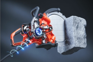 En plus de la sécurité, le système de freins de disque X-Halt génère moins de bruits, moins de vibrations et zéro C02. [©Husqvarna Construction]