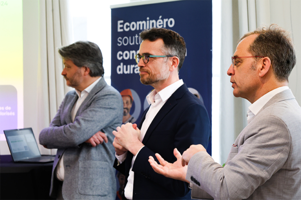 De gauche à droite : François Demeure dit Latte, directeur général, Mathieu Hiblot, directeur délégué, et Michel André, président d’Ecominéro, seront présent au salon BIM World pour échanger avec les visiteurs. [©Ecominéro]