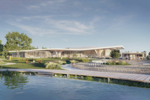 Esquisse de “La Canopée”, le futur centre aqua-ludique de Roannais Agglomération. [©Chabanne Architecte]